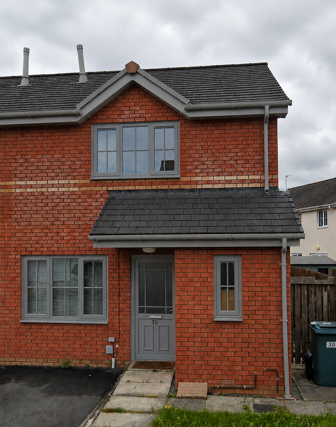 Window grey new-build, Aberystwyth